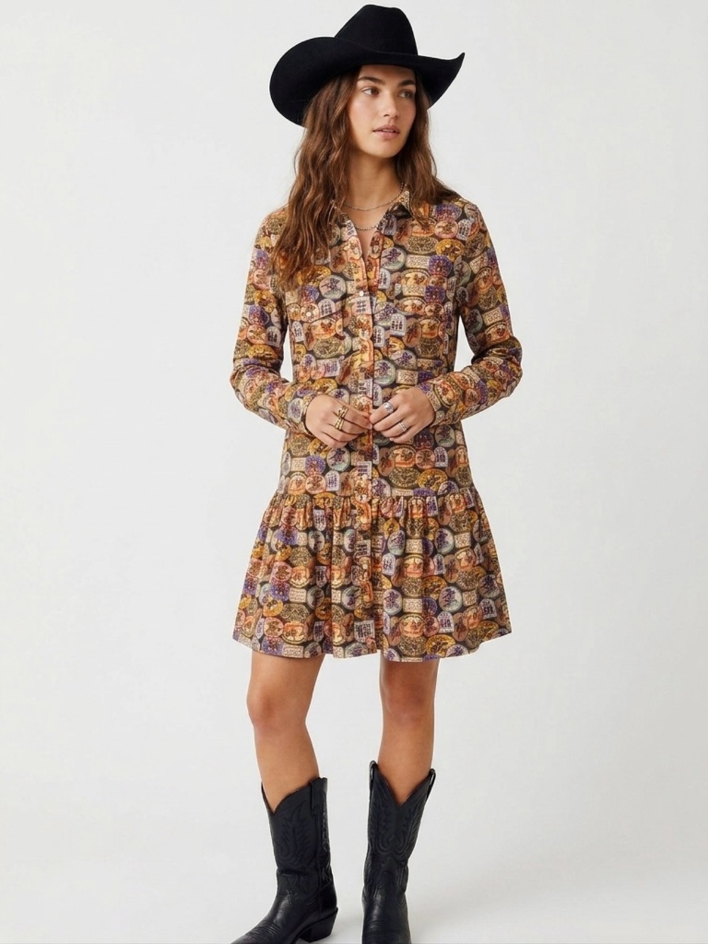 Lucky & Blessed Rodeo Western Novelty Shirt Dress